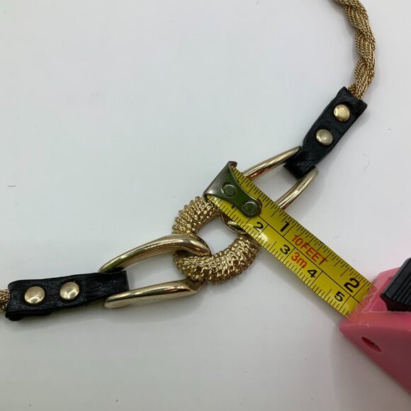 Marc Bernstein Leather Gold Tone Braided Mesh Wrap Necklace Bracelet - Picture 5 of 7